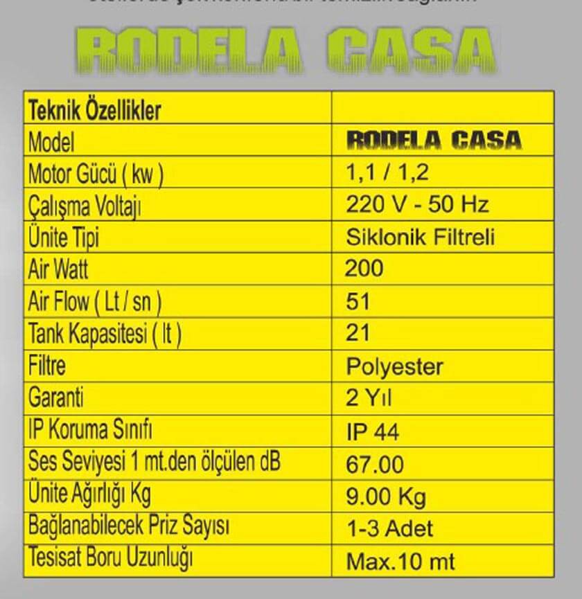 rodela casa merkezi süpürge ünitesi